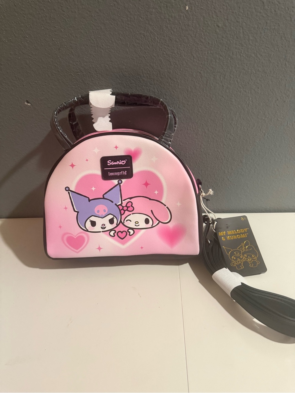 Loungefly Kuromi My Melody Heart Dome Crossbody Bag Sanrio Pink NWT